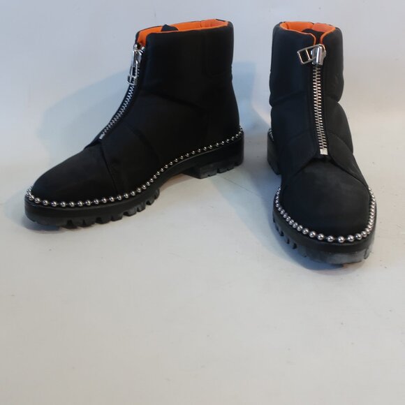 Womens Alexander Wang Cooper Black Orange Quilted Beaded Trim Bootie 39 US/8.5 - Picture 4 of 16
